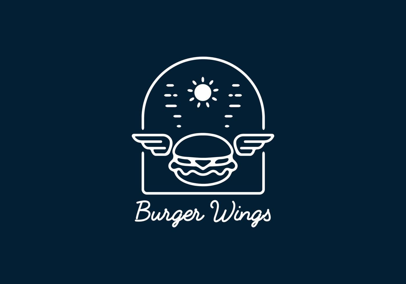 Burger wings line art illustration vector