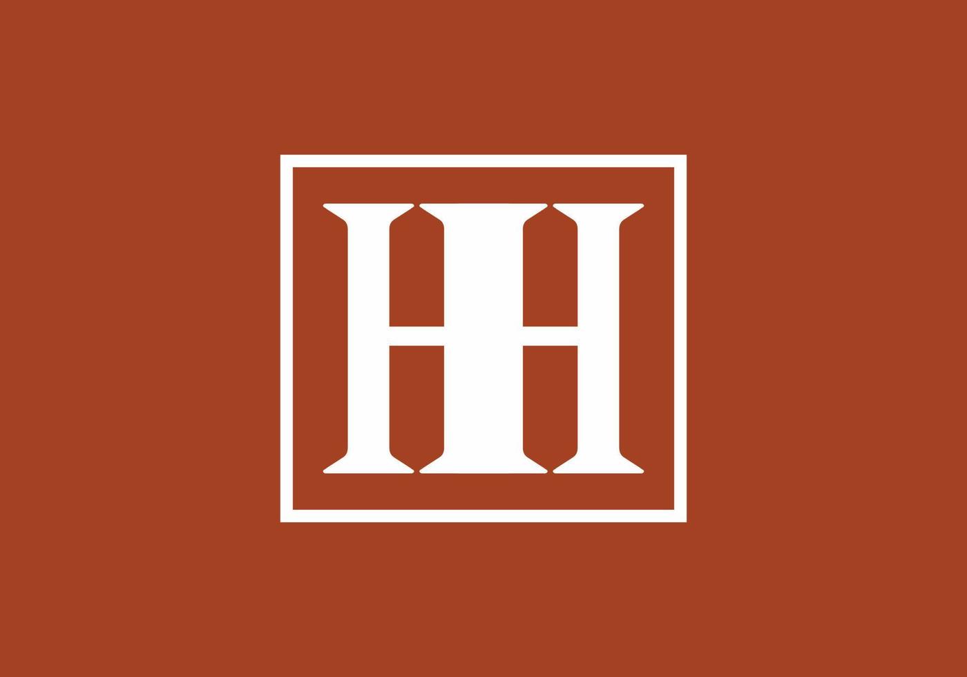 marrón blanco hh letra inicial en cuadrado vector