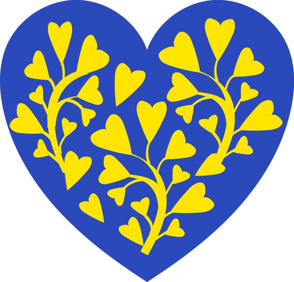 símbolo de corazón estilizado color azul y amarillo la bandera ucraniana vector