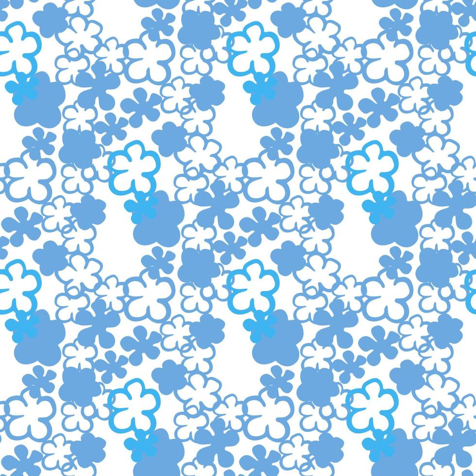 Vector seamles pattern small blue flowers on a white background