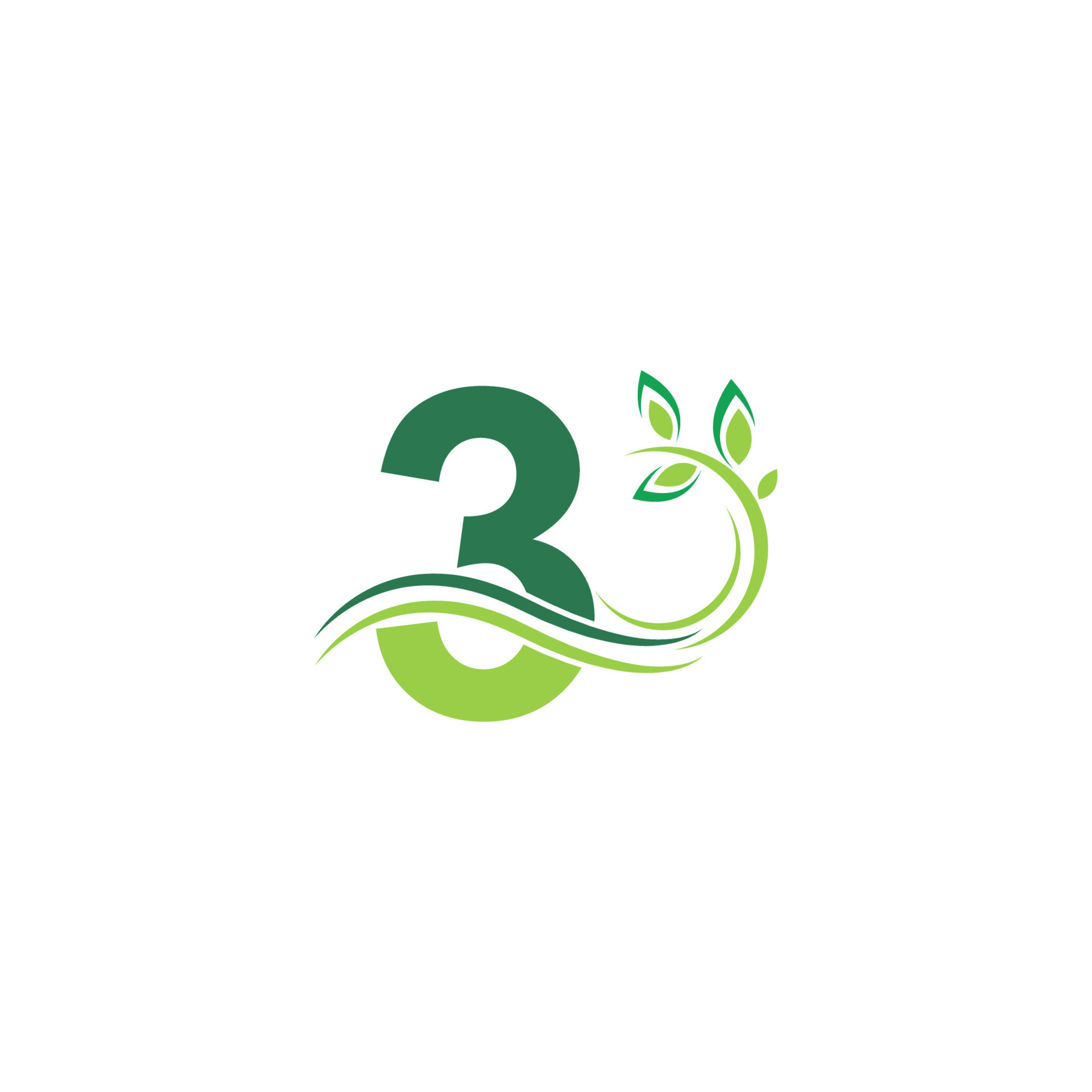 Number 3 Icon with floral logo design template illustration 6527584 ...