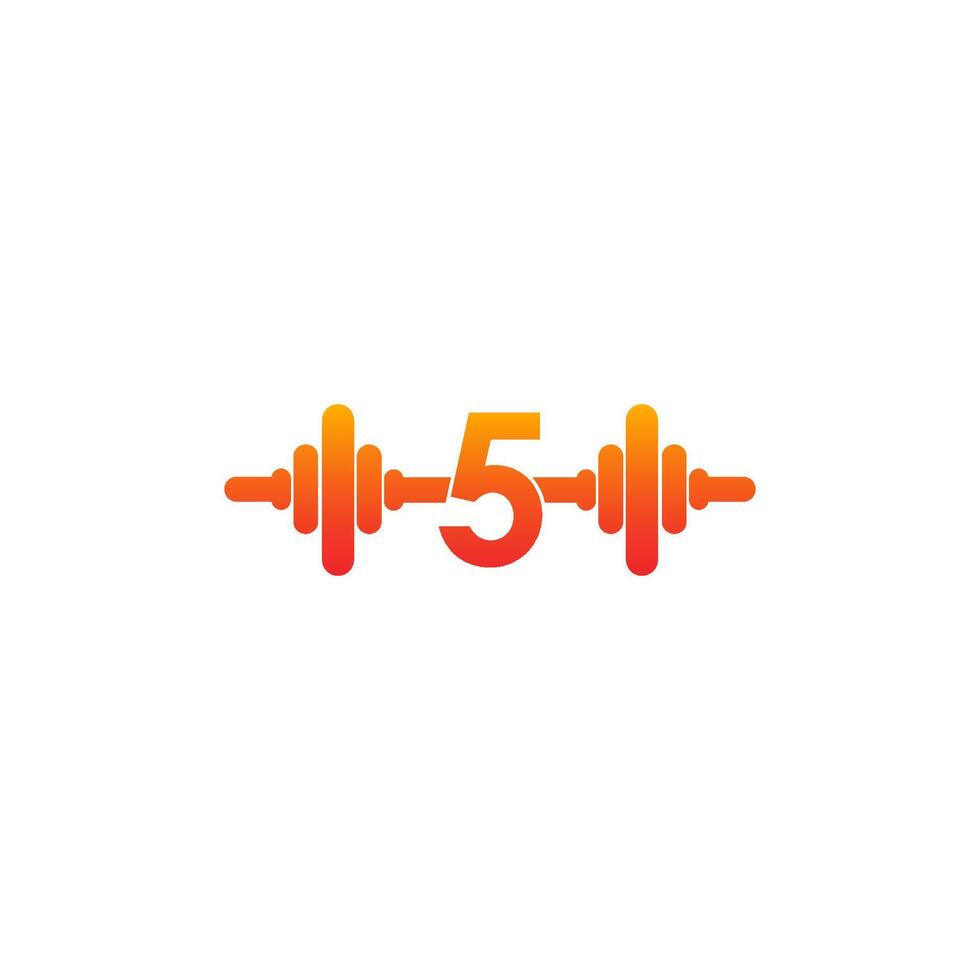Number 5 with barbell icon fitness design template illustration vector