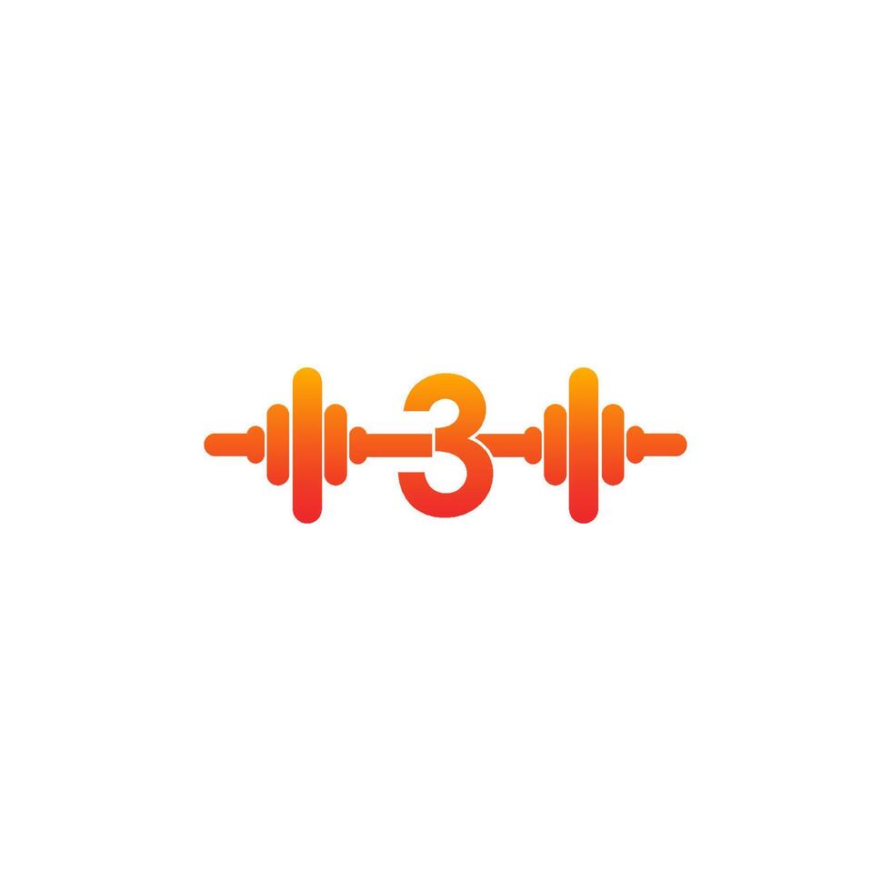 Number 3 with barbell icon fitness design template illustration vector