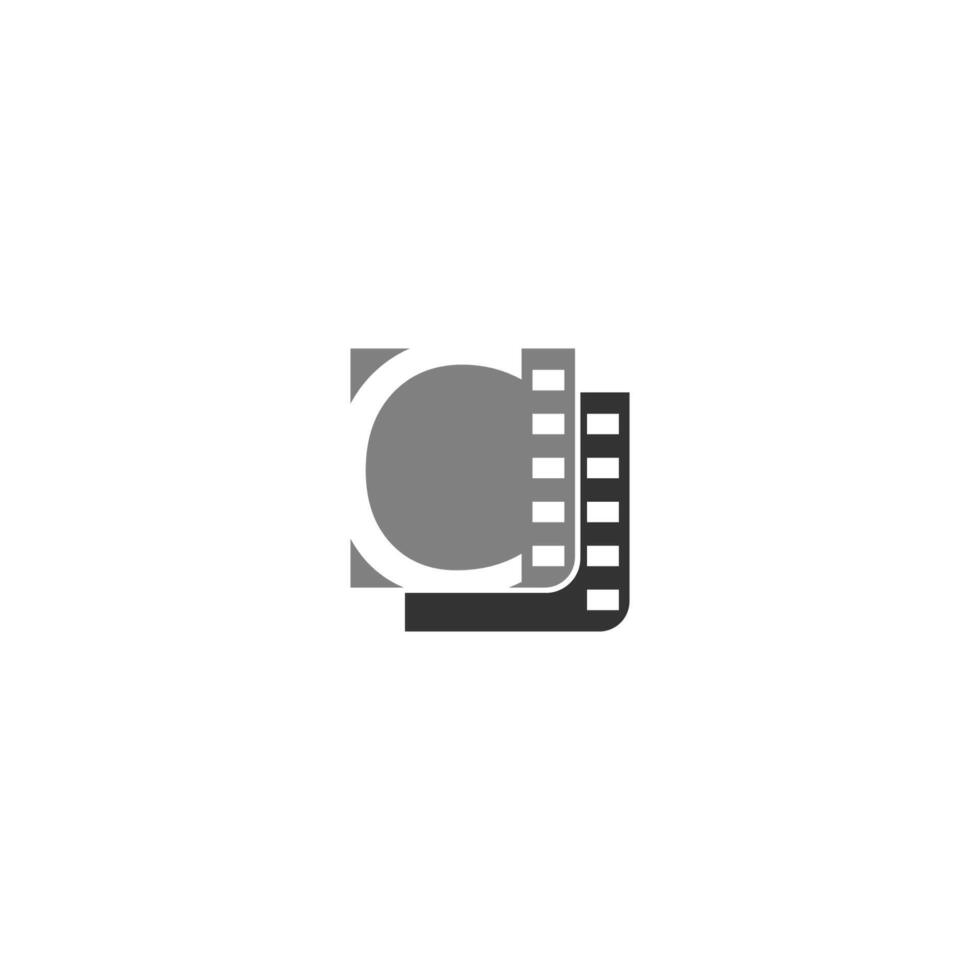 icono de letra c en plantilla de ilustración de tira de película vector