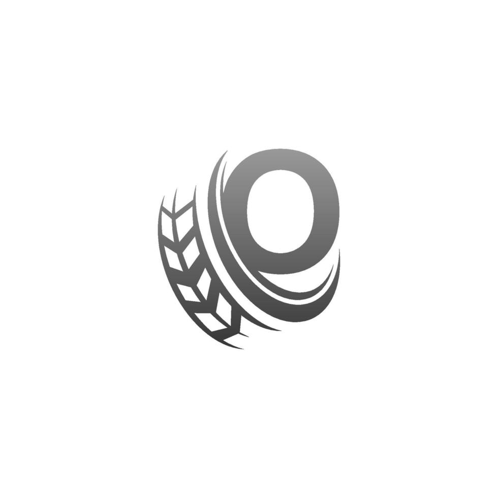 letra o con ilustración de plantilla de diseño de icono de rueda final vector