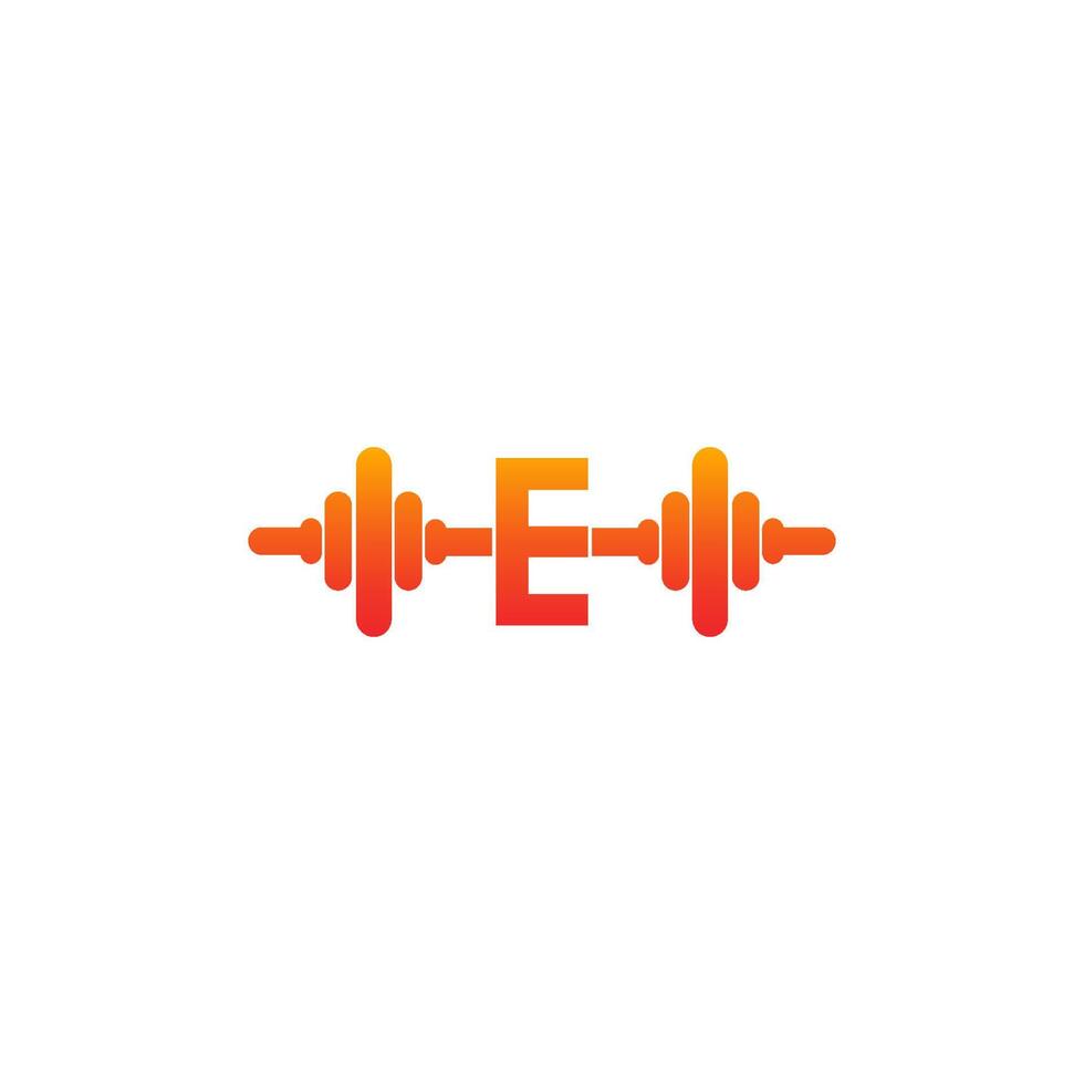 Letter E with barbell icon fitness design template illustration vector