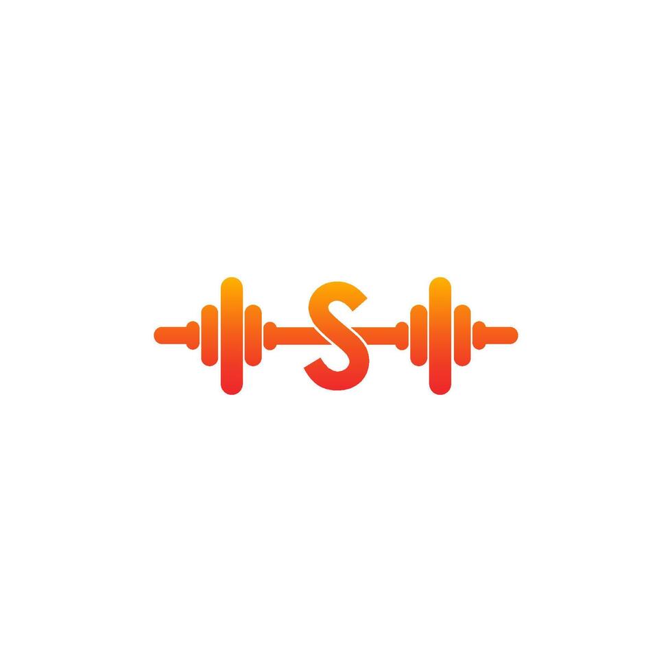 Letter S with barbell icon fitness design template illustration vector