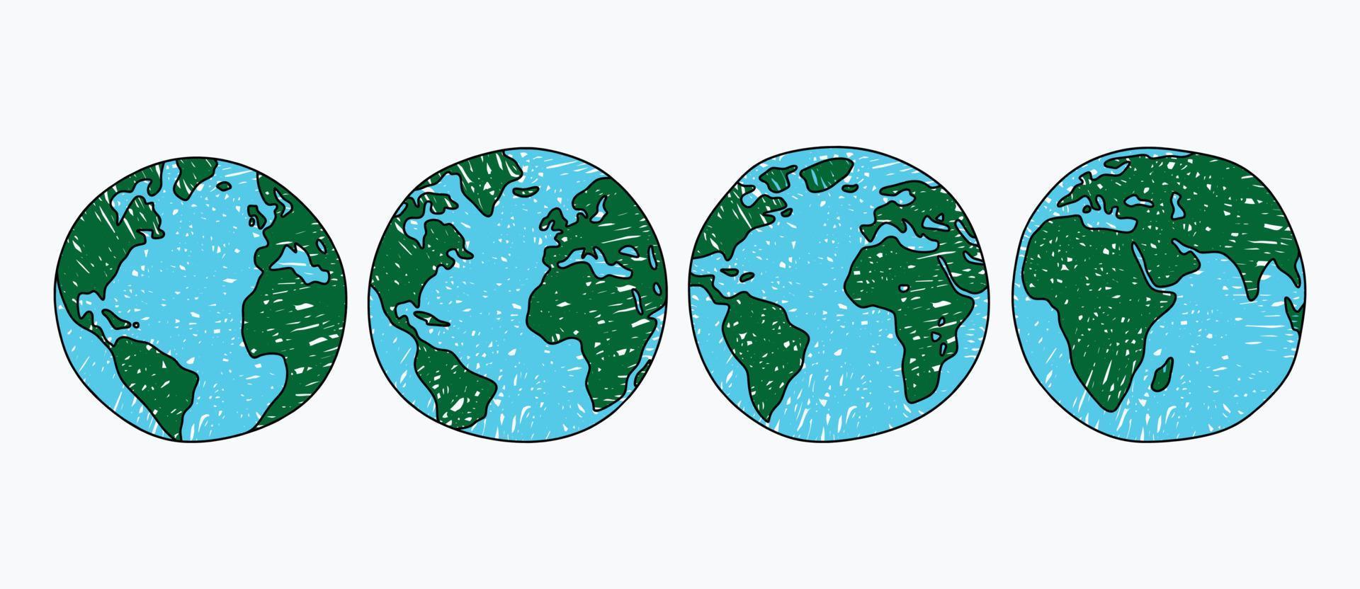 set of cartoon globes isolated on a white background. vector