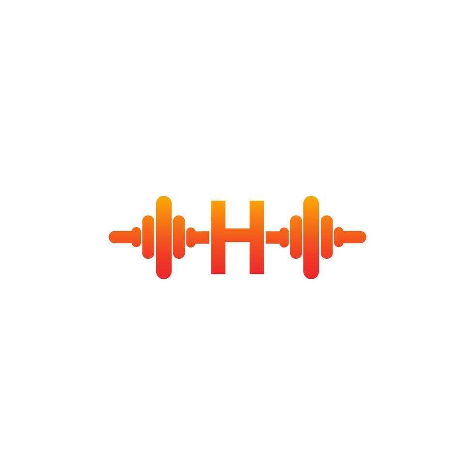 Letter H with barbell icon fitness design template illustration vector