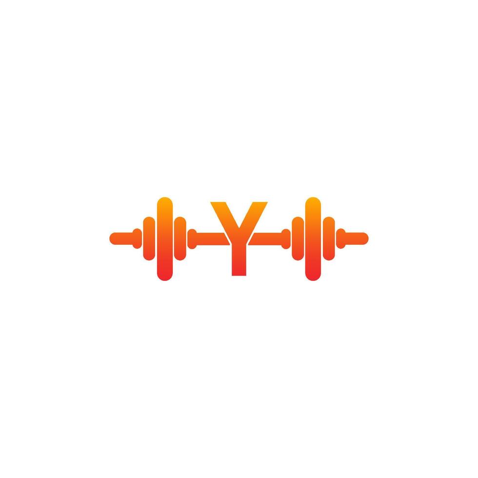 Letter Y with barbell icon fitness design template illustration vector