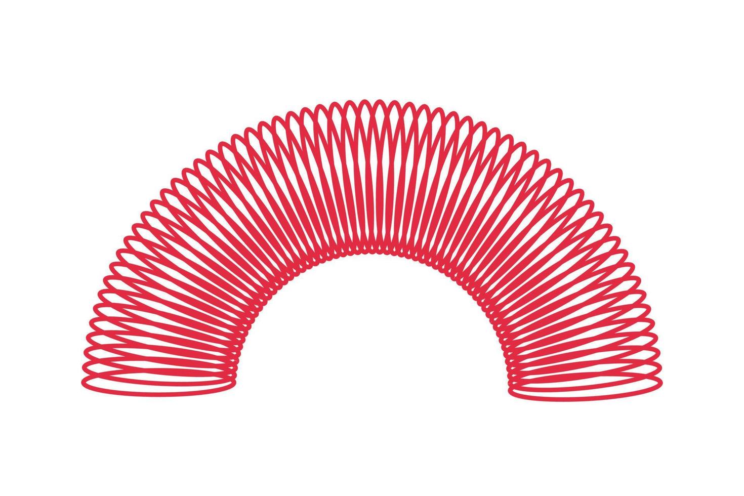 Red spiral spring toy. Children magic slinky spring. Color plastic kid toy. Vector illustration isolated on white background