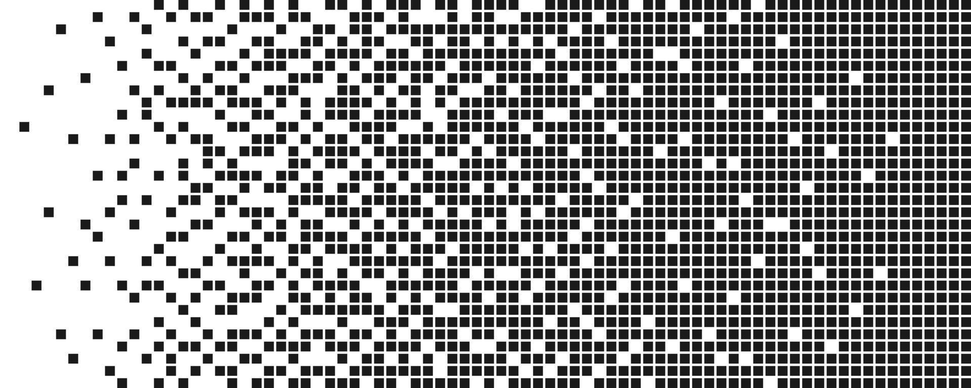 fondo de desintegración de píxeles. efecto de descomposición. patrón de puntos dispersos. concepto de desintegración. textura de mosaico de píxeles abstractos con partículas cuadradas simples. Ilustración vectorial sobre fondo blanco vector