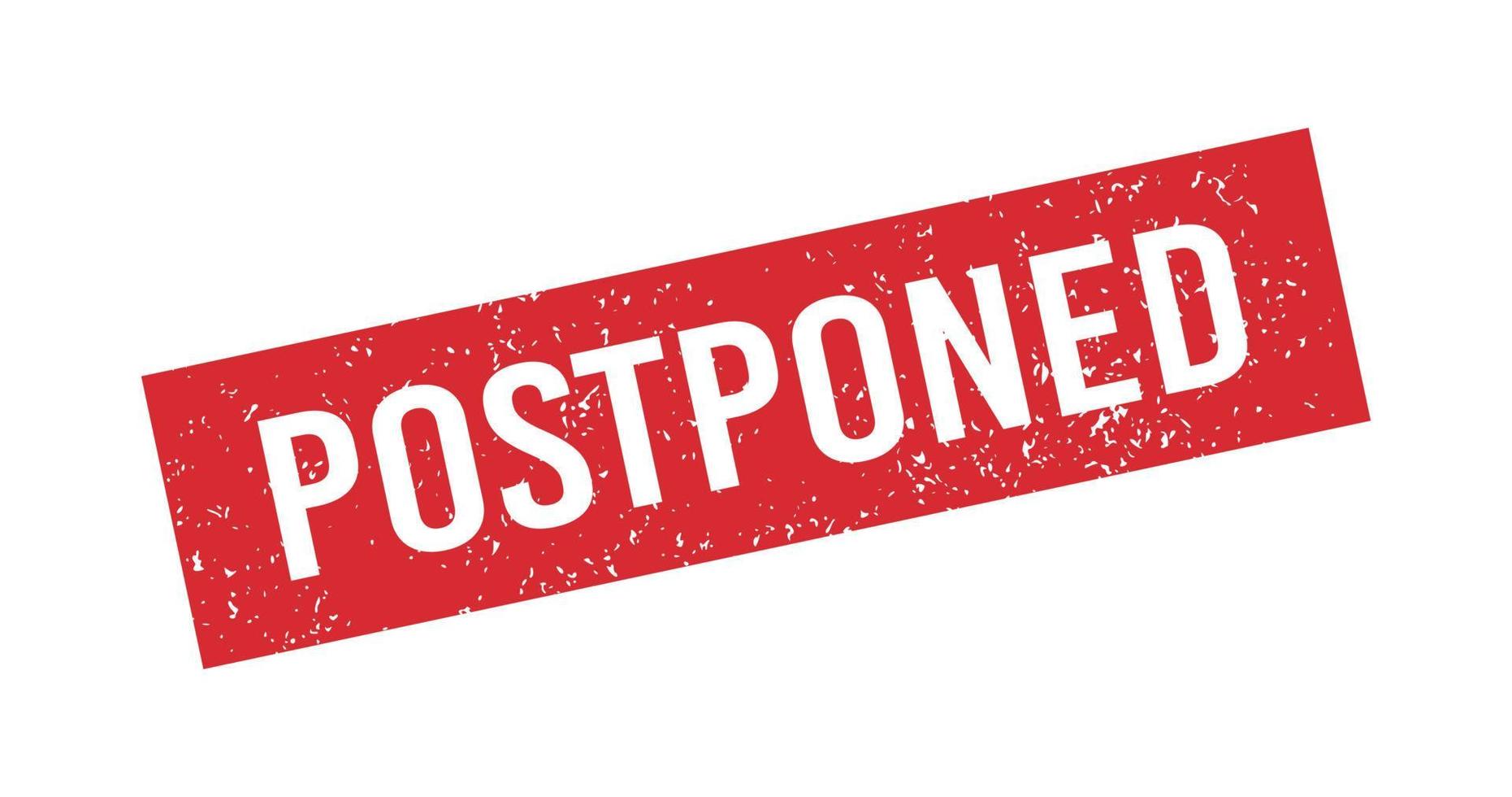 Postponed red grunge rubber stamp. Postpone sign sticker. Grunge vintage square label. Vector illustration on white background