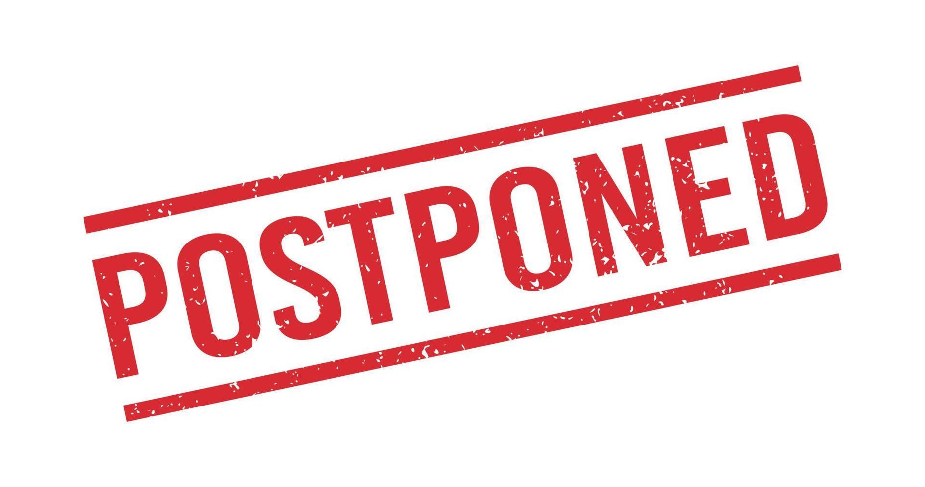 Postponed red grunge rubber stamp. Postpone sign sticker. Grunge vintage square label. Vector illustration on white background