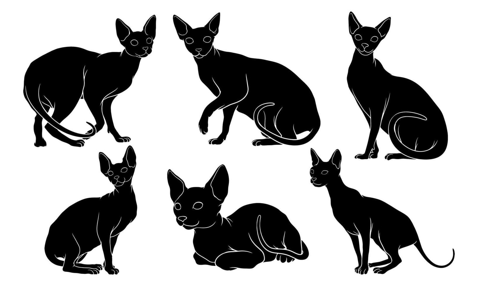 Hand drawn silhouette of sphynx vector