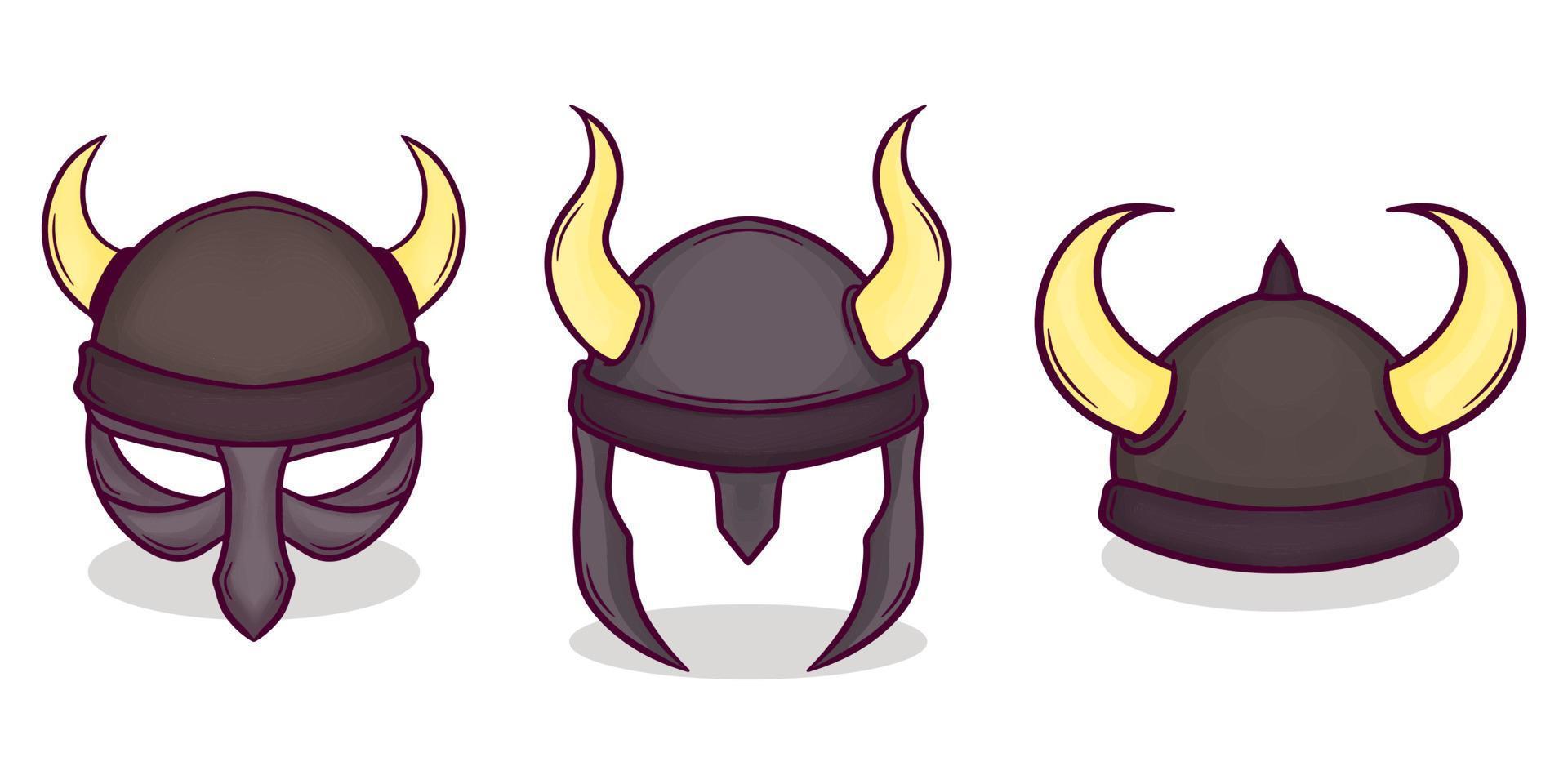 Hand drawn viking helmet illustration vector