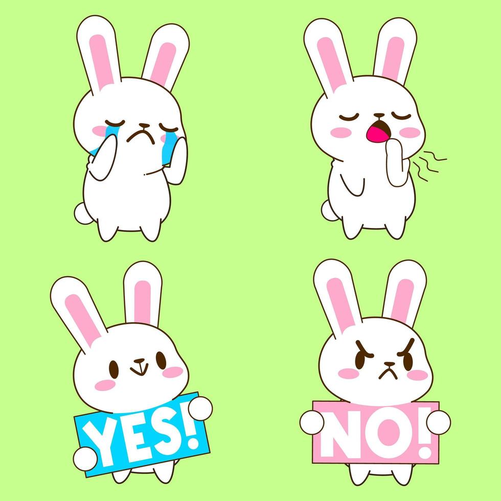 cute little bunny drawing cartoon, rabbit sticker vector