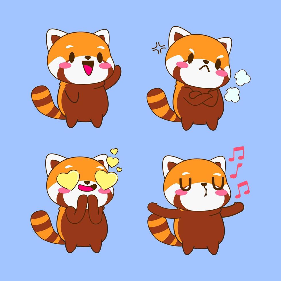 cute red panda drawing cartoon, red panda sticker vector