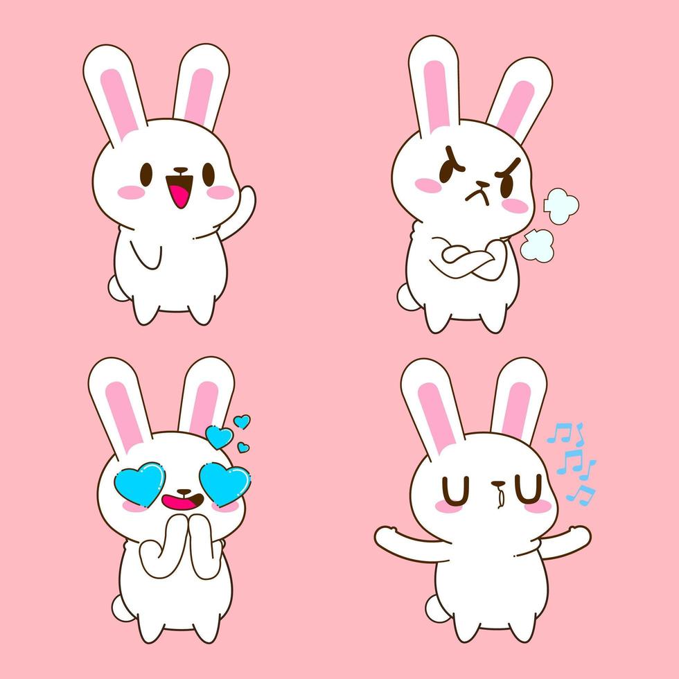 cute little bunny drawing cartoon, rabbit sticker vector