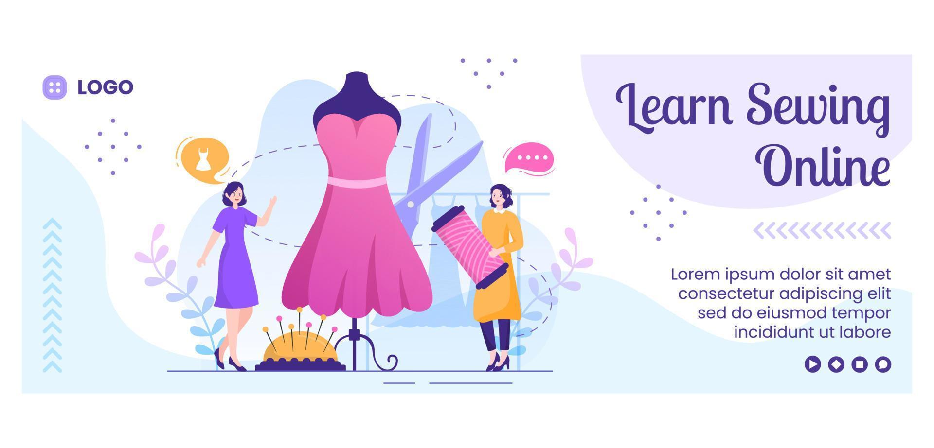 Sewing or Tailor Classes Cover Template Flat Illustration Editable of Square Background Suitable for Social media, Greeting Card and Web Internet vector