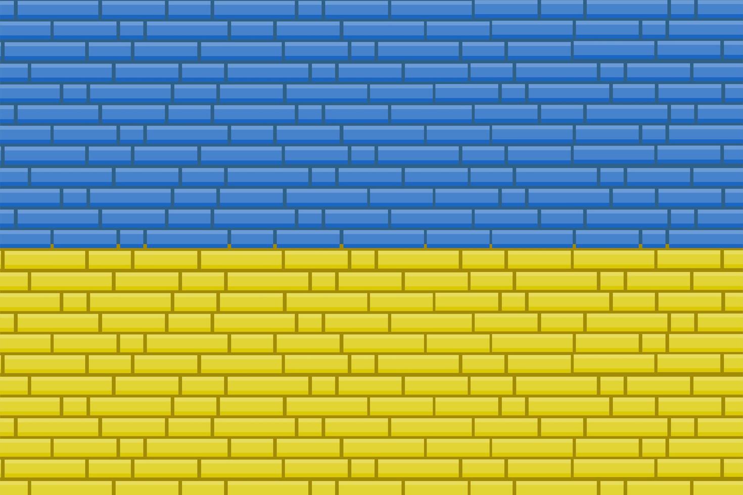 bandera de ucrania en el fondo de una pared de ladrillos. protesta internacional, detener la guerra contra ucrania. vector