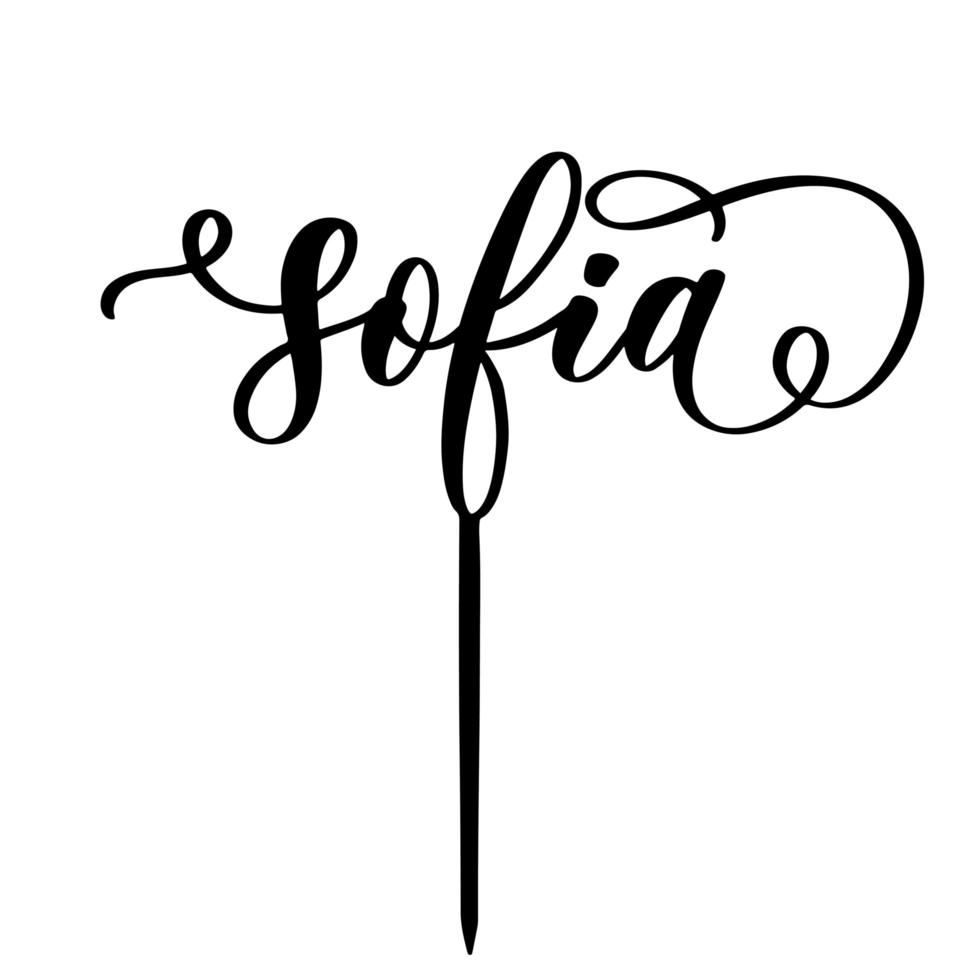 topper de torta vectorial con letras de feliz cumpleaños sofia, plantilla para corte láser o fresado, reserva de chatarra, afiche, textil, regalo, zona fotográfica. vector