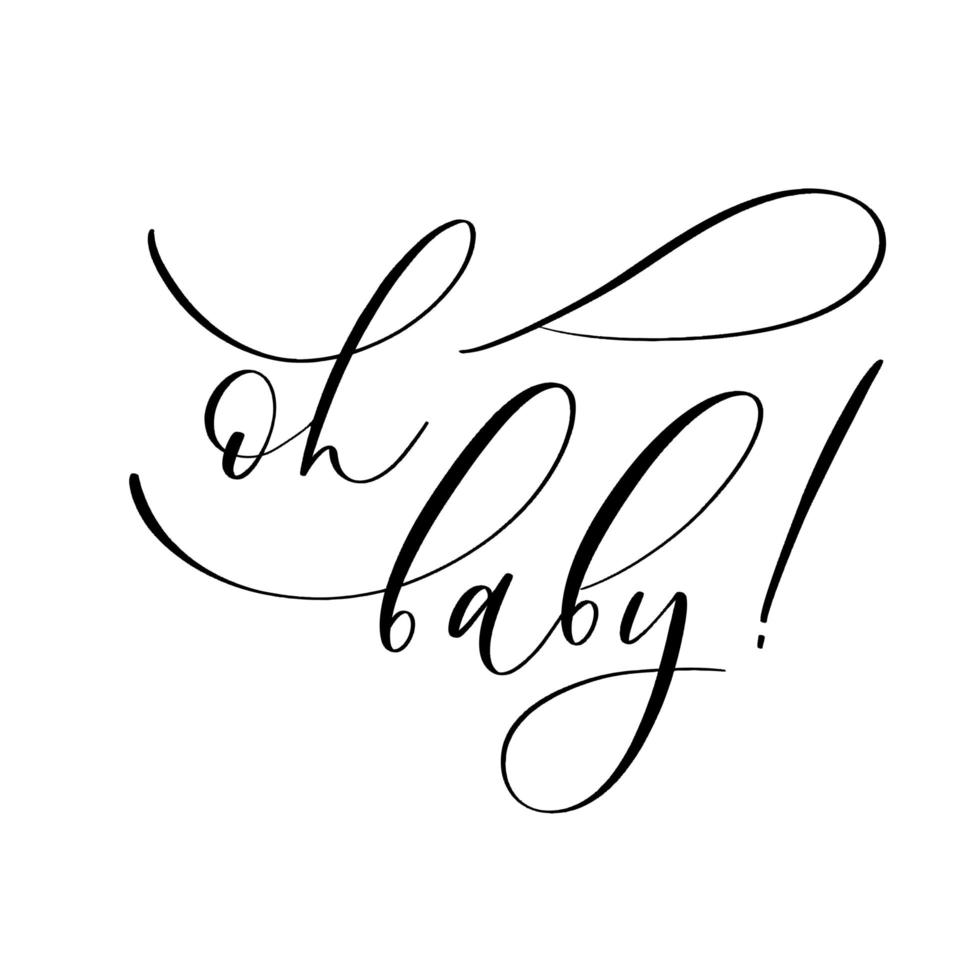 Oh bebe. Inscripción de baby shower para ropa de bebés y decoraciones de guardería. vector