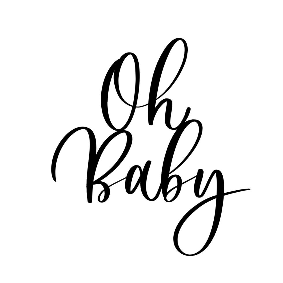 Oh bebe. Inscripción de baby shower para ropa de bebés y decoraciones de guardería. vector