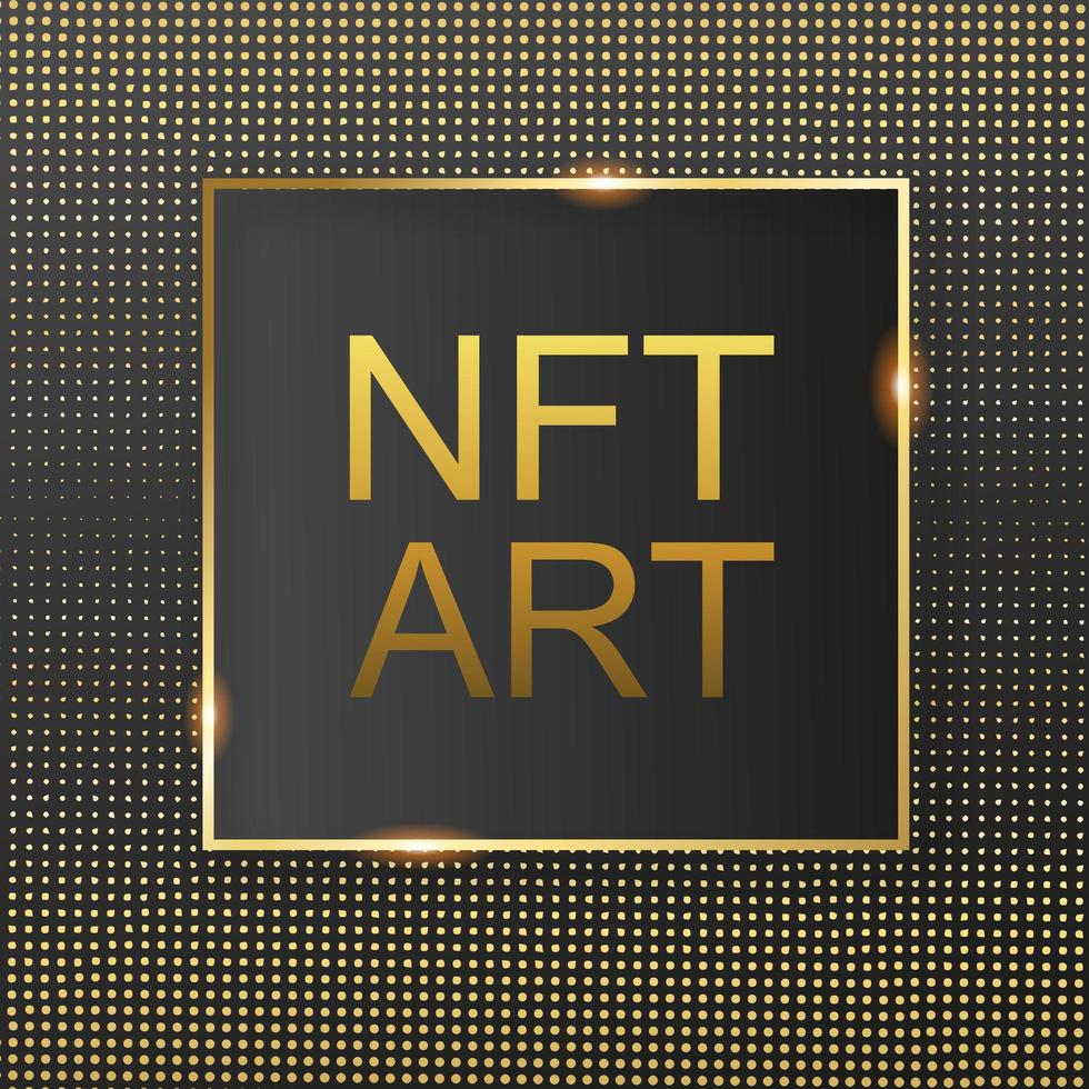 NFT token artwork background. Banner token with aspects of intellectual property. NFT token in blockchain technology in digital crypto art. vector
