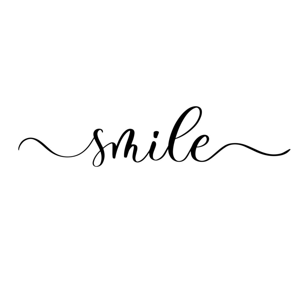 Smile - vector calligraphic inscription with smooth lines.
