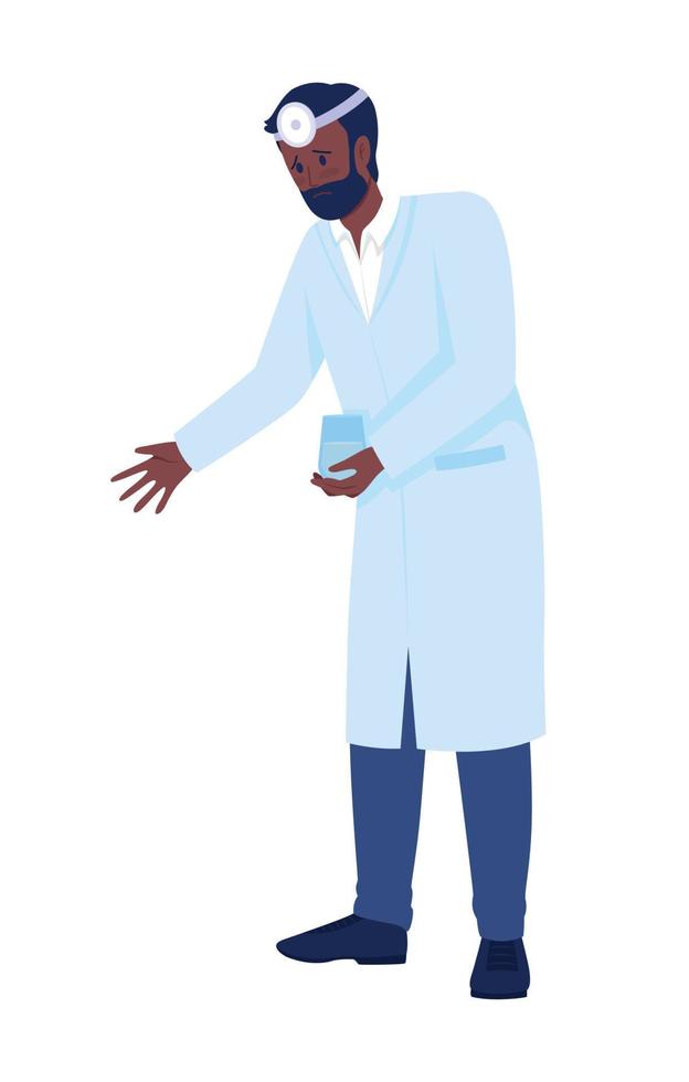 Upset doctor semi flat color vector character