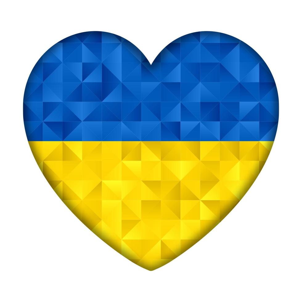 heart with ukraine flag low poly design vector