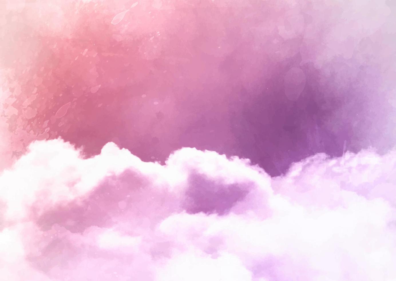 Hand painted watercolour sugar cotton candy clouds background vector