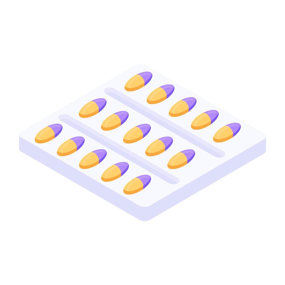 Trendy isometric vector of medicine strip,