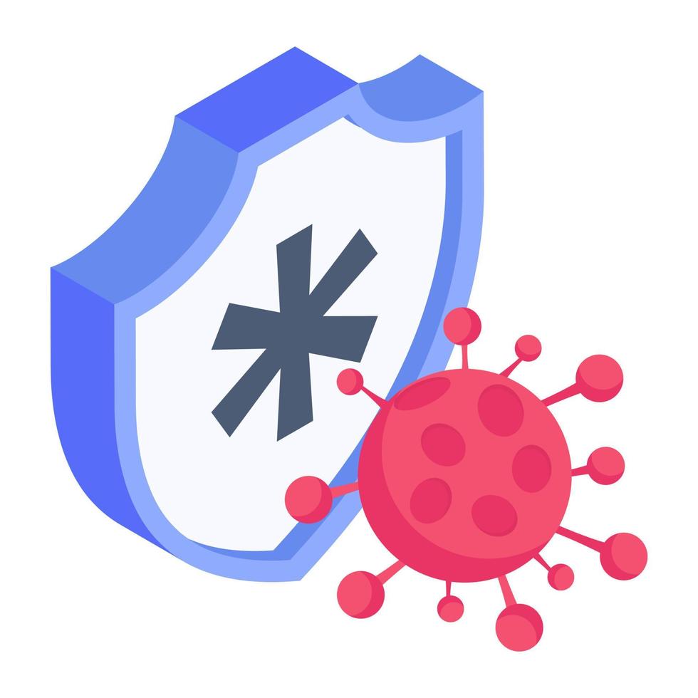 Shield of virus, corona protection shield isometric vector