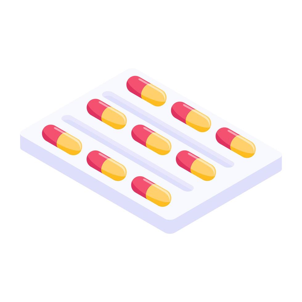 Trendy isometric vector of medicine strip,