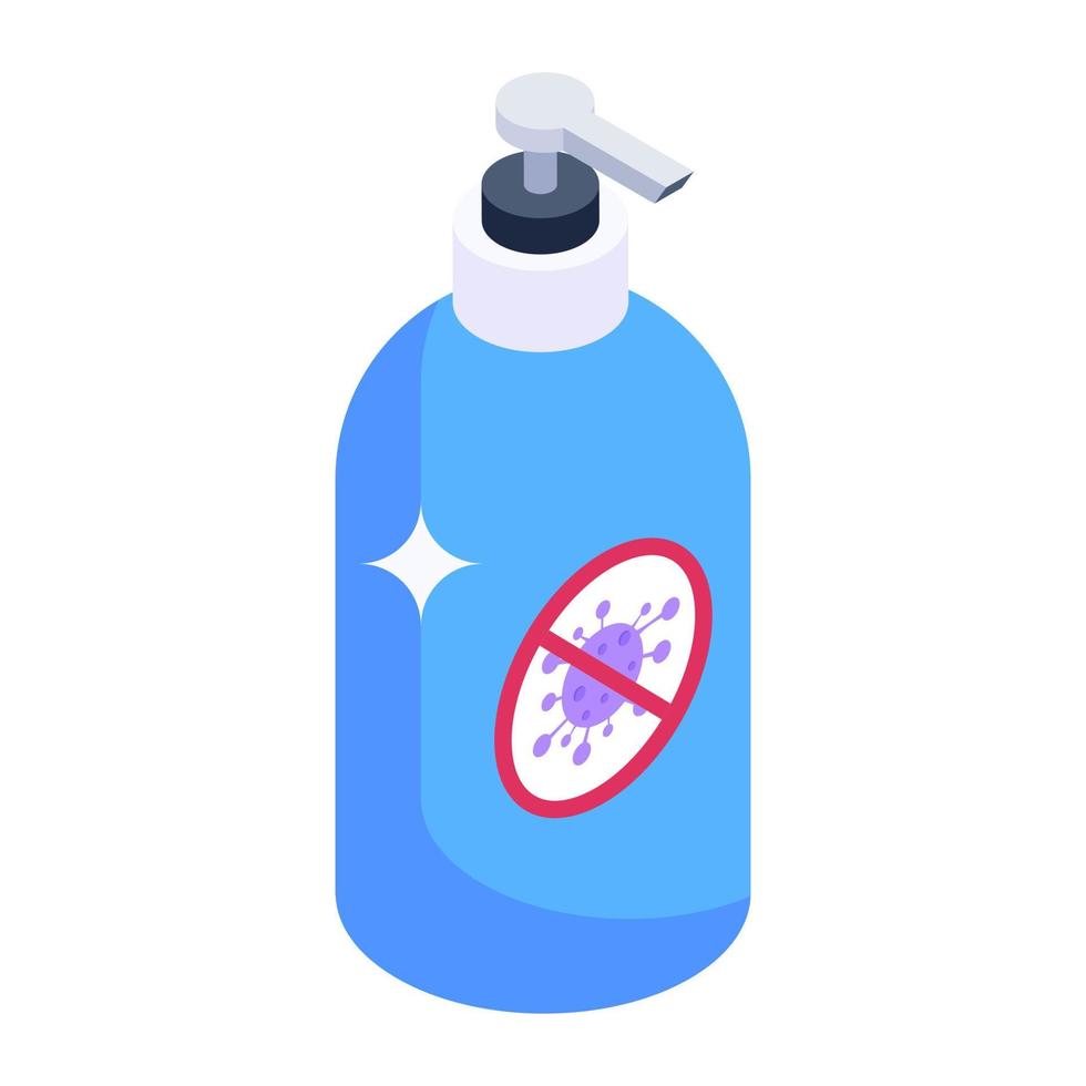 Liquid soap, isometric vector of soap dispenser