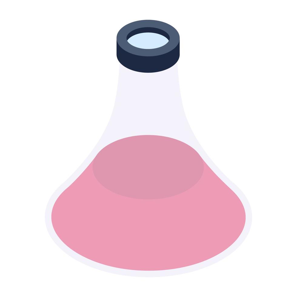 Chemical flask icon in modern isometric style vector