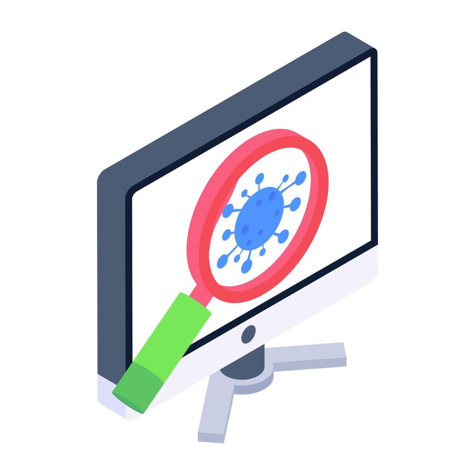 Icon of virus search, isometric vector