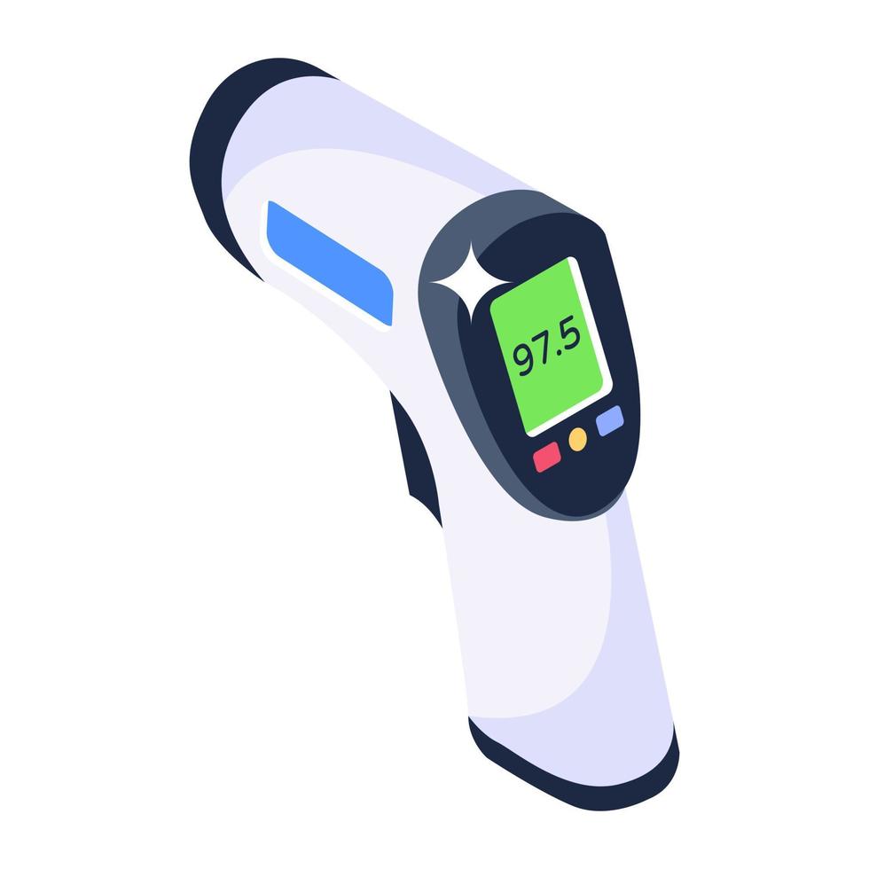 Infrared thermometer icon, medical technology device vector