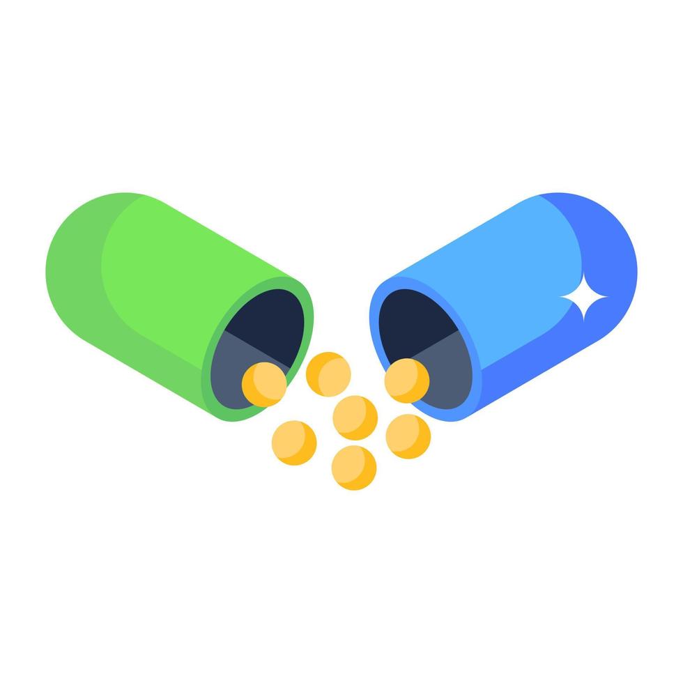 Icon of capsule, editable isometric vector