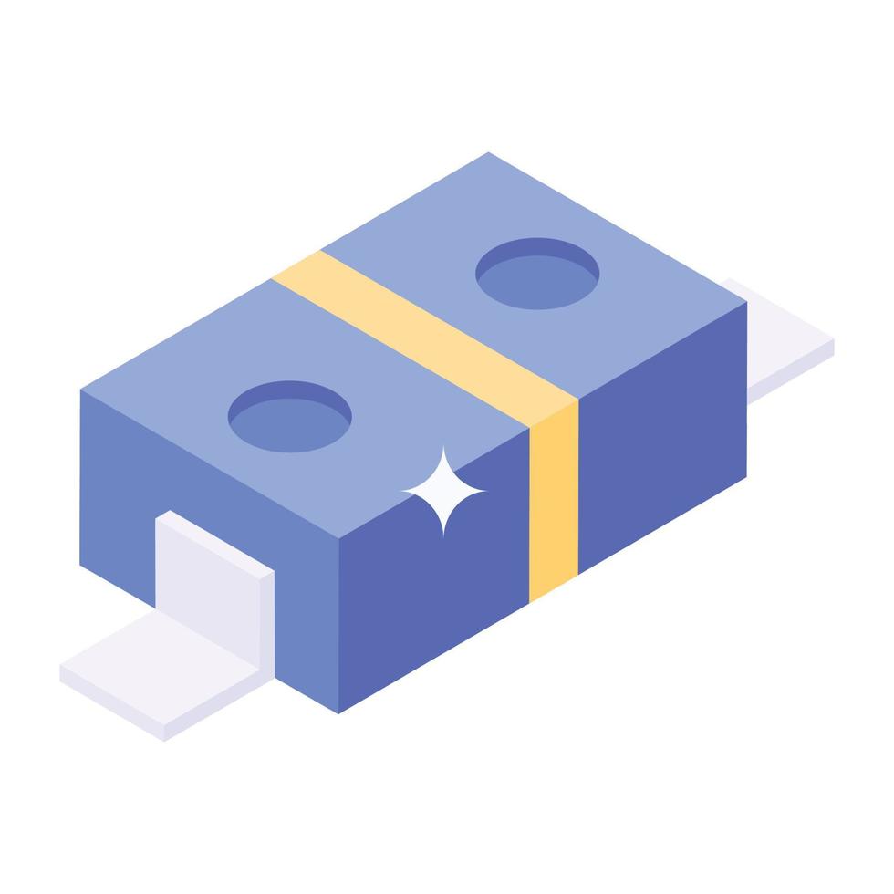 An icon design of thunderbolt adapter, isometric vector