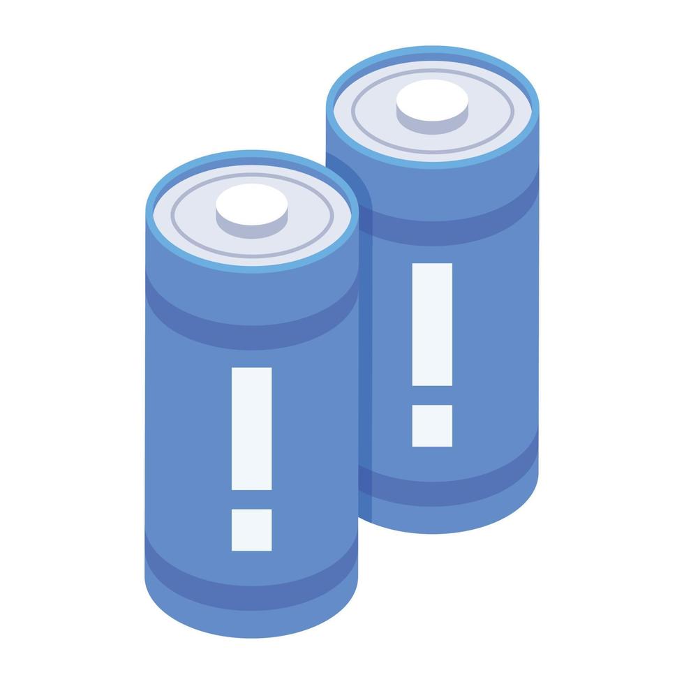 Rechargeable battery cells icon in isometric design vector