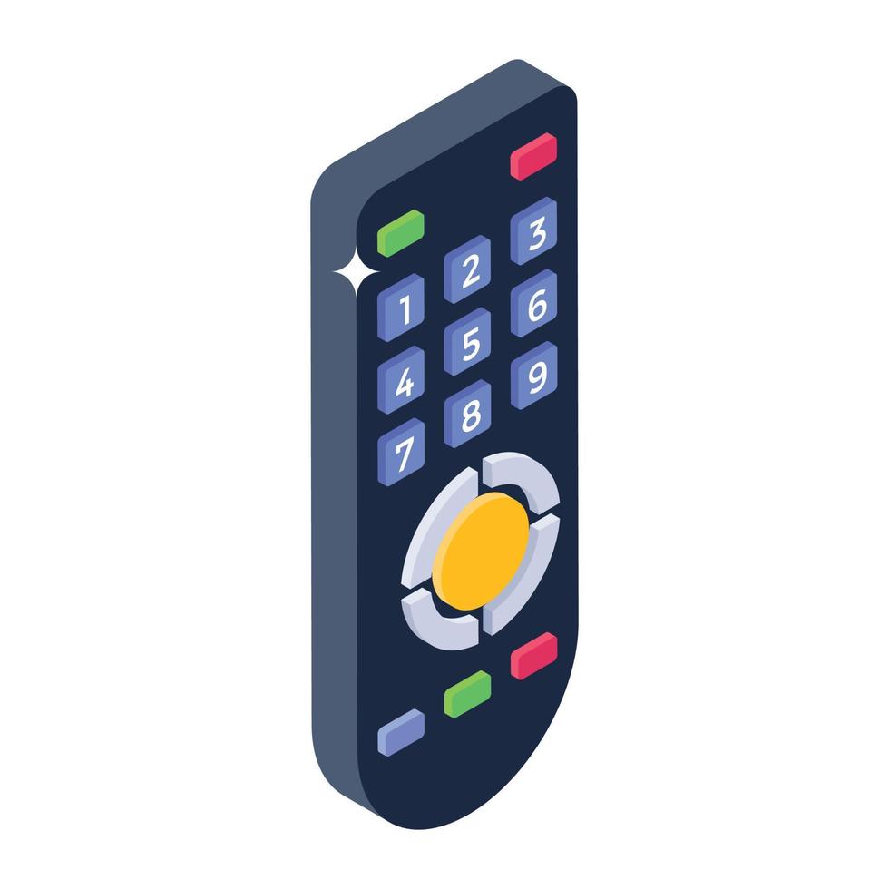 Wireless remote icon in isometric design, tv remote vector