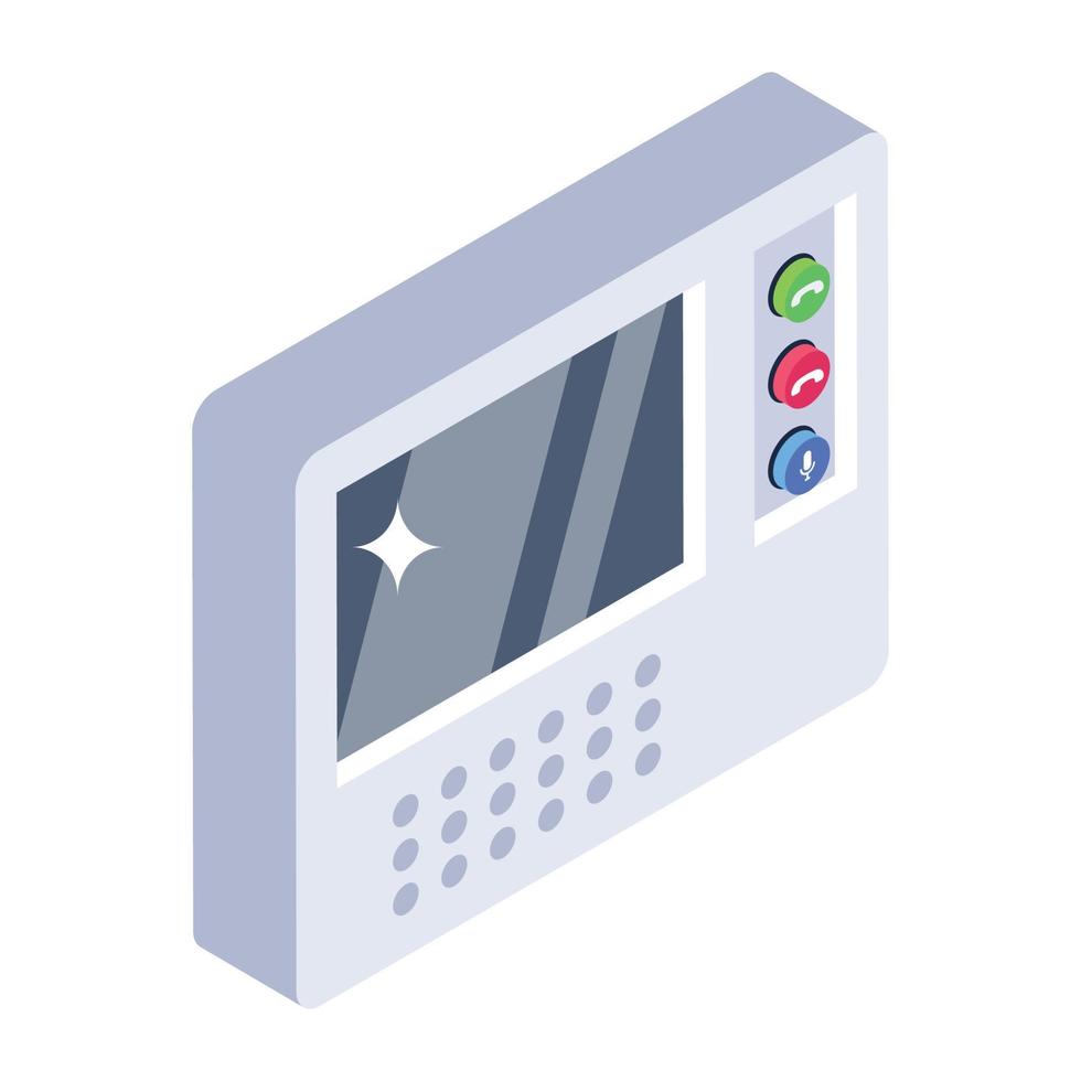 Isometric vector style of intercom system, communication device