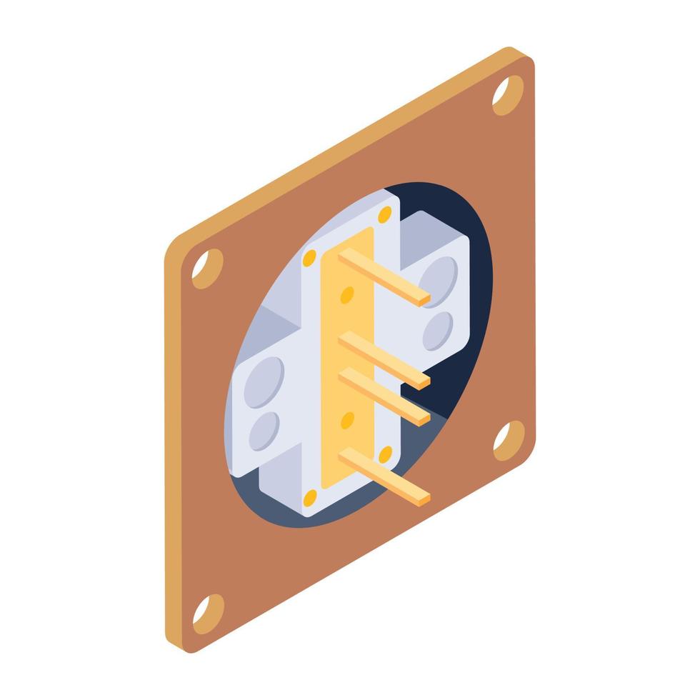 Power plug icon in isometric design, plug editable vector