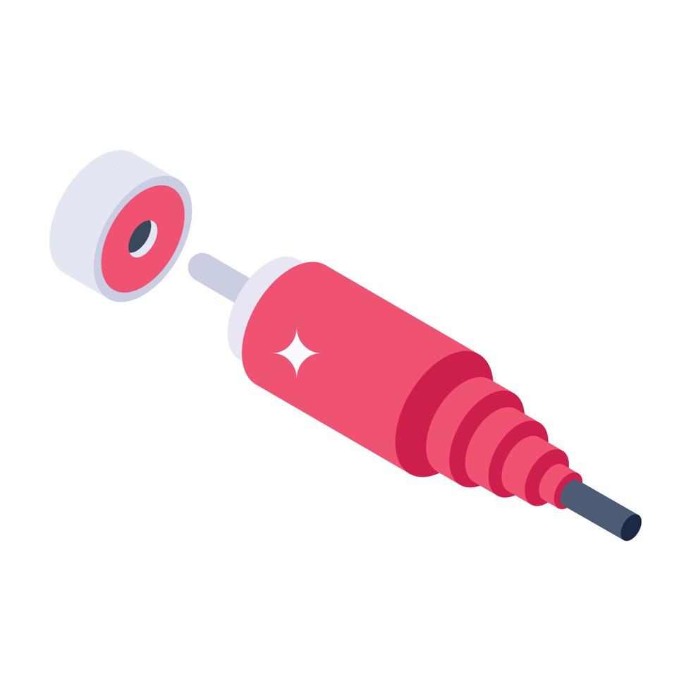 Electronic audio cable icon, isometric design vector