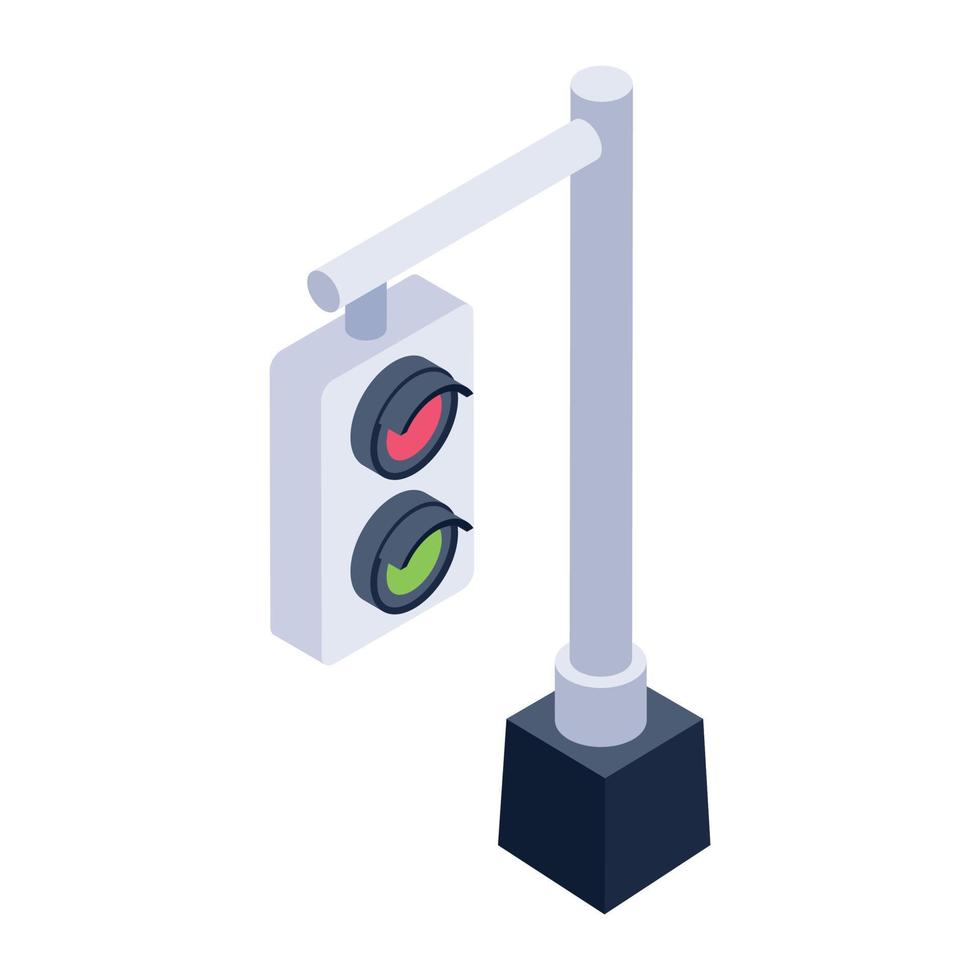 señales de tráfico o vector de semáforos en diseño isométrico