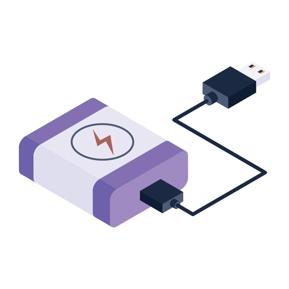 Power plug icon in isometric design, plug editable vector