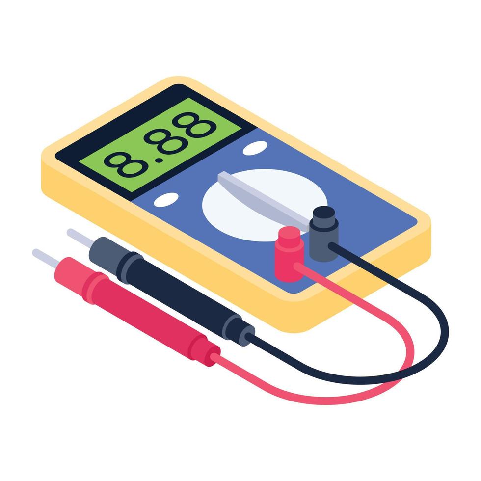 Voltmeter icon, electrometer isometric vector style